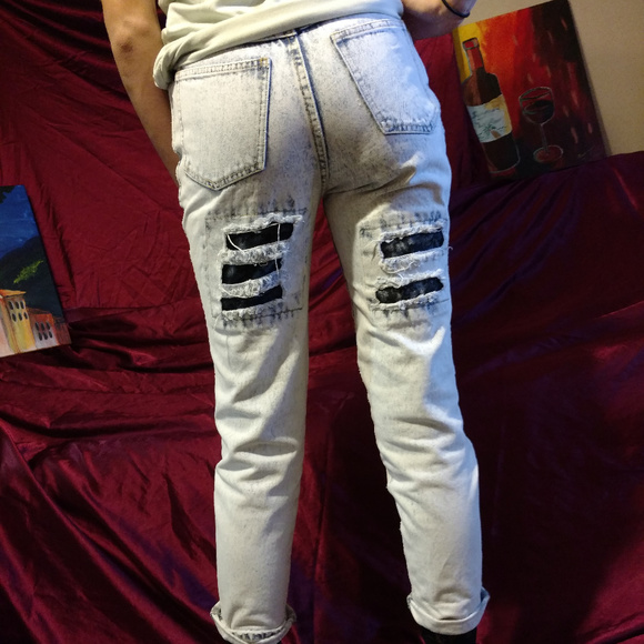 Vintage Traffic Lacy Acid Wash Ripped Jeans 7 - Picture 2 of 8